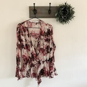 IRO Red Floral Paradon Ruffle Top EU 36 / US 6